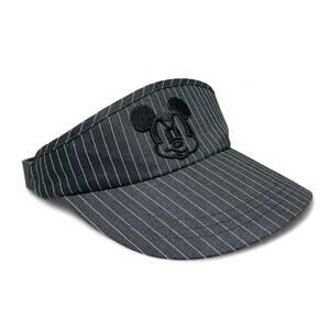 Disney Parks Mickey Mouse Pinstripe Visor Hat Cap Adjustable Fit Black Unisex OS